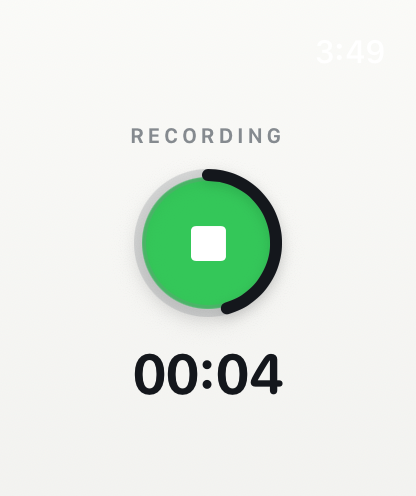 Clarido watch app recording screen