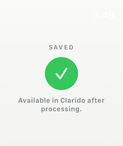 Clarido watch app saved recording screen